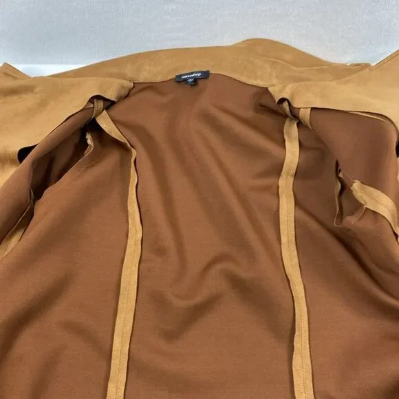 Mittoshop Moto Jacket Womens Large Brown Faux Suede Full‎ Zip Lapel Collar - Picture 10 of 10